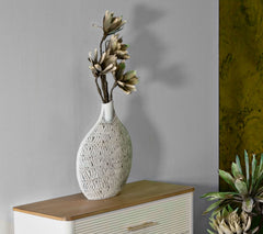 Vase décoratif Nairobi Polyresin Blanc et Beige