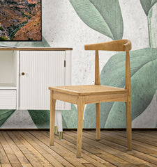 Chaise en bois Japon assise rotin tressé ensemble de 2 pcs