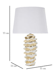 Lampe de table Glam Space céramique blanche et dorée abat-jour en tissu blanc