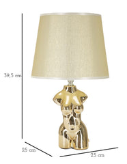 Lampe de table Glam Woman céramique dorée abat-jour tissu beige