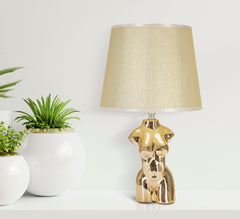 Lampe de table Glam Woman céramique dorée abat-jour tissu beige
