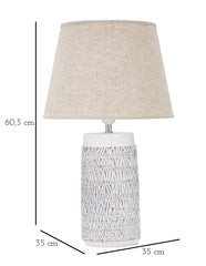 Lampe de table Nairobi résine avec abat-jour en tissu beige