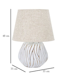 Lampe de table Honduras Résine décorations linéaires Abat-jour en tissu Beige
