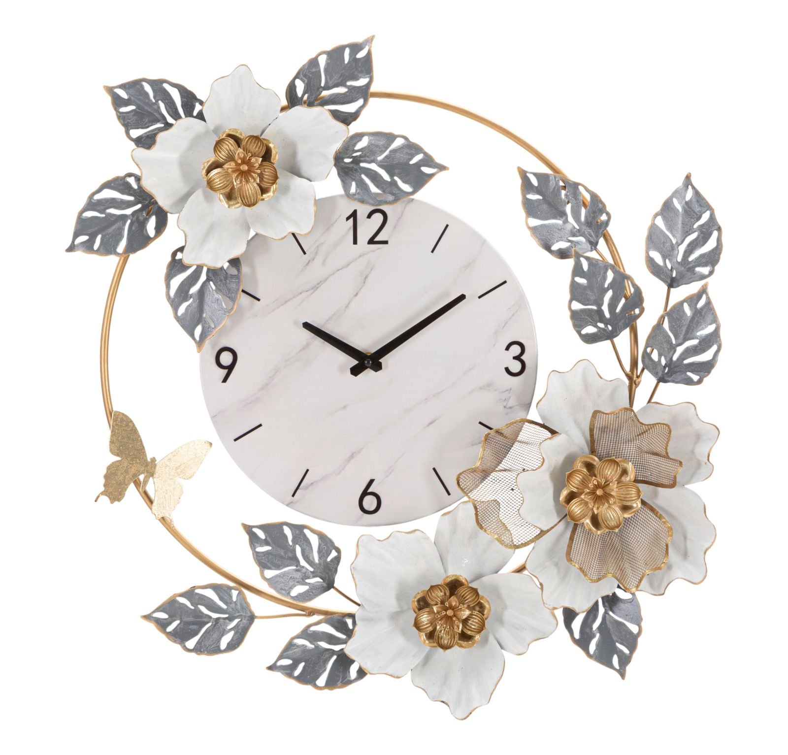 WALL CLOCK FLOWERS CM 64X8X64