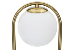 Lampe de table Glamy Métal doré Abat-jour en verre blanc