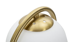 Lampe de table Glamy Métal doré Abat-jour en verre blanc