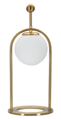 Lampe de table Glamy métal doré abat-jour en verre blanc