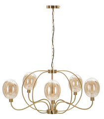 Lampe de plafond Vienne Métal Doré et Verre Fumé