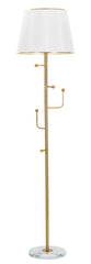 Lampe sur pied en métal doré abat-jour tissu blanc base en marbre