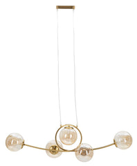 Plafonnier en métal doré 5 lumières verre blanc
