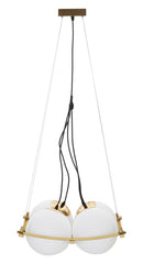 Suspension géométrique JAPON métal doré et verre blanc