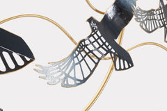 Panneau mural 3D Oiseau cadre métal doré