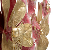 Panneau mural décoratif 3D en métal fleurs dorées et colorées