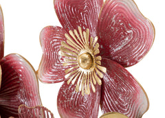 Panneau mural décoratif 3D en métal fleurs dorées et colorées