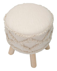 Tabouret rond Damasco Tissu rembourré pieds bois