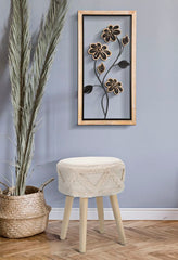 Panneau mural décoratif 3D en métal et bois Girish bois naturel et métal noir