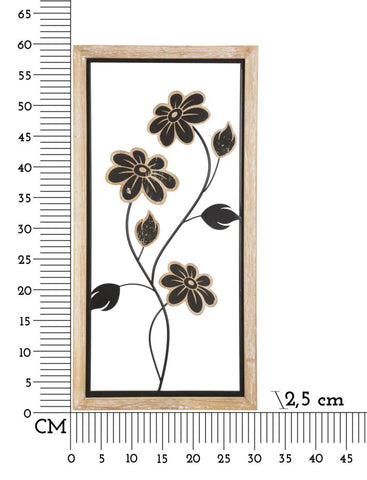 Panneau mural décoratif 3D en métal et bois Girish bois naturel et métal noir