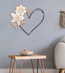 Panneau mural cœurs en métal et bois décoratif