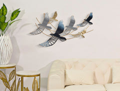 Panneau mural décoratif en métal Oiseau 3D multicolore
