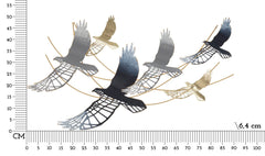 Panneau mural décoratif en métal Oiseau 3D multicolore