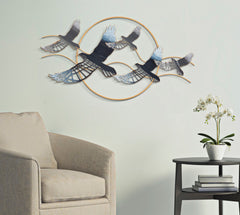 Panneau mural 3D Oiseau cadre métal doré