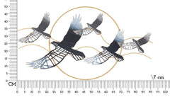 Panneau mural 3D Oiseau cadre métal doré