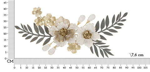 Panel de pared decorativo 3D de metal con flores y hojas