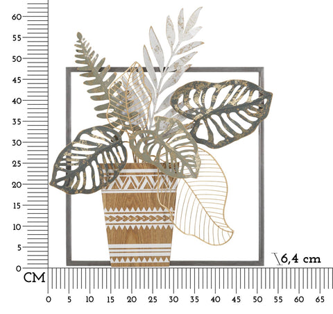 Panneau mural décoratif en métal Vaso 3D avec cadre carré