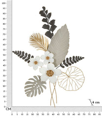 Panneau mural décoratif en métal 3D branches de fleurs colorées et feuilles