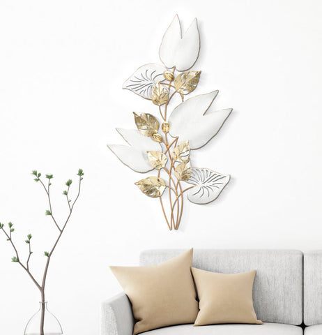 Panneau mural décoratif 3D en métal blanc et doré