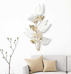 Panneau mural décoratif 3D en métal blanc et doré