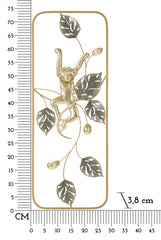 Panneau mural décoratif en métal Singe doré branches feuilles vertes