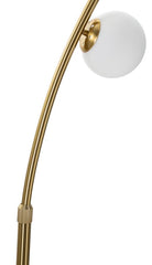 Lampe sur pied arquée Glamy Métal Doré base Marbre 6 Sphères Verre Blanc