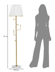 Lampe sur pied en métal doré abat-jour tissu blanc base en marbre
