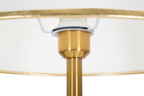 Lampe sur pied en métal doré abat-jour tissu blanc base en marbre