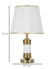 Lampe de table Whity métal doré et tissu blanc