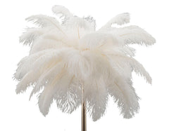 Lampe sur pied Palm Métal Doré abat-jour Plumes Blanches