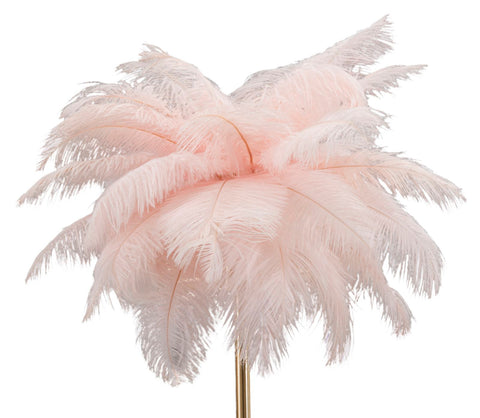 Lampe de table Palm métal doré abat-jour plumes roses