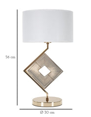 Lampe de table Move Métal doré abat-jour tissu blanc bordure dorée