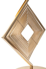 Lampe de table Move Métal doré abat-jour tissu blanc bordure dorée
