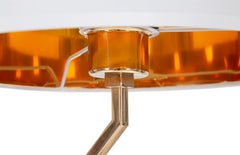 Lampe de table Move Métal doré abat-jour tissu blanc bordure dorée