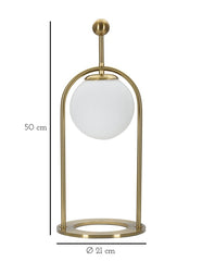 Lampe de table Glamy métal doré abat-jour en verre blanc