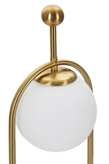 Lampe de table Glamy métal doré abat-jour en verre blanc