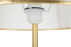 Lampadaire Triply Métal Blanc et Doré Abat-jour Tissu Blanc