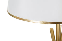Lampadaire Triply Métal Blanc et Doré Abat-jour Tissu Blanc