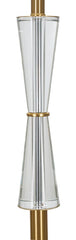 Lampe de sol en métal doré abat-jour en tissu blanc bordures dorées décor transparent