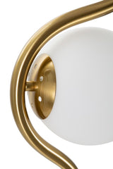 Lampadaire Glamy métal doré avec 2 points lumineux en verre blanc