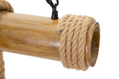Lampe suspendue métal bambou et corde 6 points lumineux