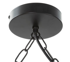 Lampe suspendue métal bambou et corde 6 points lumineux