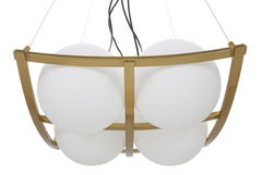 Suspension géométrique JAPON métal doré et verre blanc